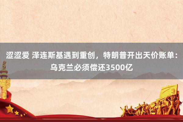 涩涩爱 泽连斯基遇到重创，特朗普开出天价账单：乌克兰必须偿还3500亿
